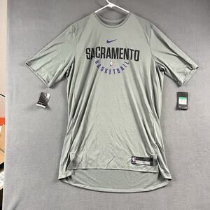 Nike Shirt Mens XL Tall Gray Sacramento Kings Dri-Fit Short Sleeve Team Issued